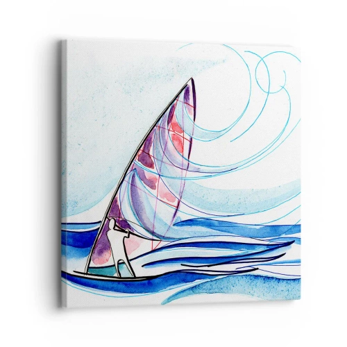 Impression sur toile - Image sur toile - Avec le vent au rythme des vagues - 30x30 cm