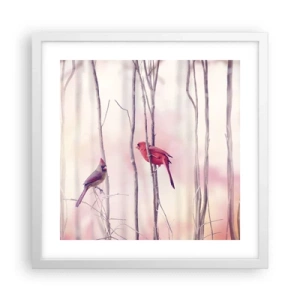 Affiche dans un cadre blanc - Poster - Conte de la forêt rose - 40x40 cm