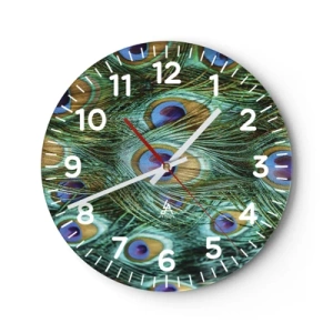 Horloge murale - Pendule murale - Un regard de paon - 40x40 cm