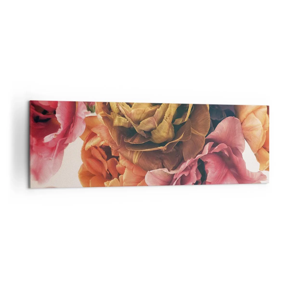 Impression sur toile - Image sur toile - Un bouquet de fleurs variées aux couleurs intenses - 160x50cm - La fête de la vie - Décoration murale moderne pour le salon et la chambre ARTTOR