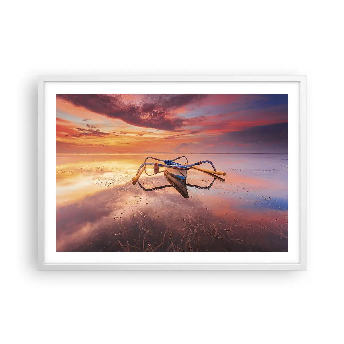 Affiche dans un cadre blanc - Poster - Le calme d'une soirée tropicale - 70x50 cm