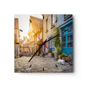 Horloge murale - Pendule murale - Une charmante rue pavée au soleil - 30x30cm - Aux confins du monde - Décoration murale moderne pour le salon et la chambre ARTTOR