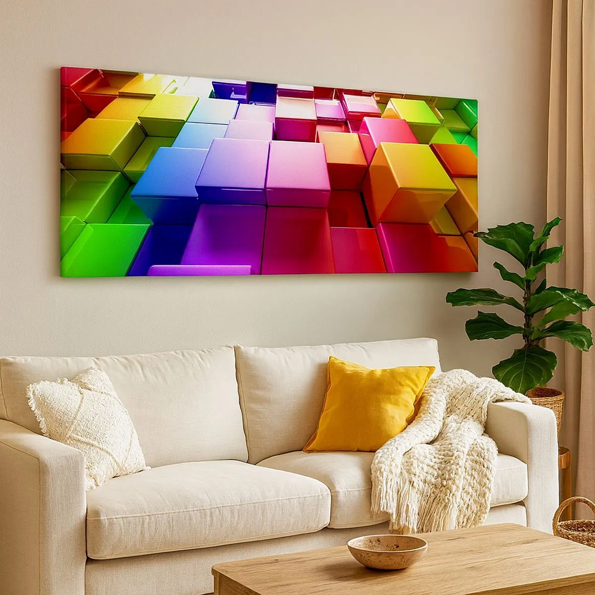 Impression sur toile - Image sur toile - Collaboration Op art dans une équipe - 100x40 cm