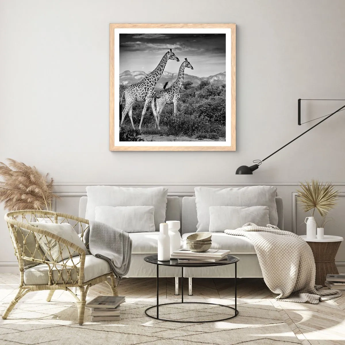 Affiche dans un chêne clair - Poster - Hautes sphères en Afrique - 30x30 cm