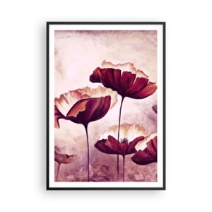 Affiche dans un cadre noir - Poster - Pétale rouge et blanc - 70x100 cm