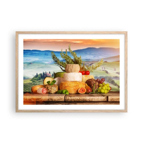 Affiche dans un chêne clair - Poster - La joie de vivre à l'italienne - 70x50 cm