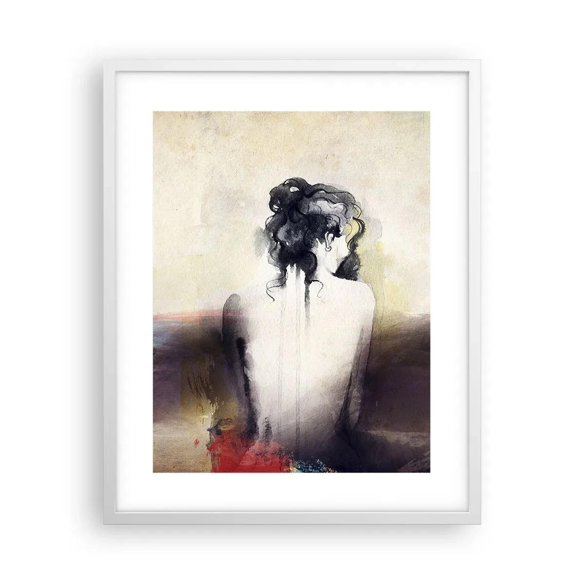 Affiche dans un cadre blanc - Poster - Lignes lisses, formes ovales - 40x50 cm