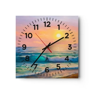 Horloge murale - Pendule murale - Le chant turquoise des vagues - 40x40 cm