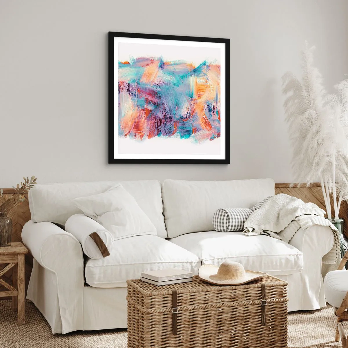 Affiche dans un cadre noir - Poster - Un désordre coloré - 40x40 cm