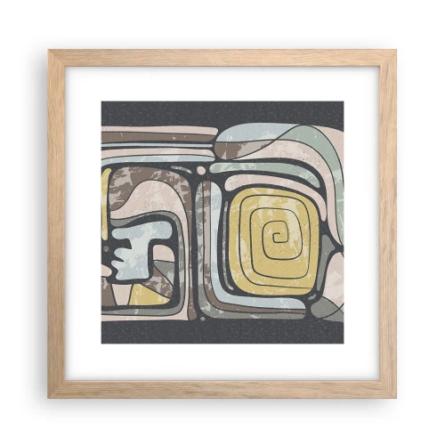 Affiche dans un chêne clair - Poster - L'abstraction dans l'esprit précolombien - 30x30 cm