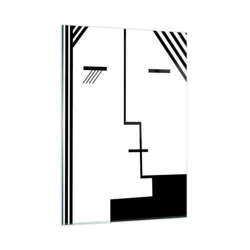 Impression sur verre - Image sur verre - Une interprétation graphique d'un baiser dans un style minimaliste - 50x70cm - Juste un baiser - Décoration murale moderne pour le salon et la chambre ARTTOR