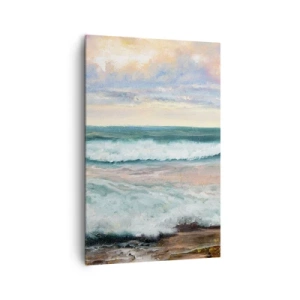 Impression sur toile - Image sur toile - Vagues de la mer contre un ciel nuageux au coucher du soleil - 80x120cm - Ici tu adouciras ton âme - Décoration murale moderne pour le salon et la chambre ARTTOR