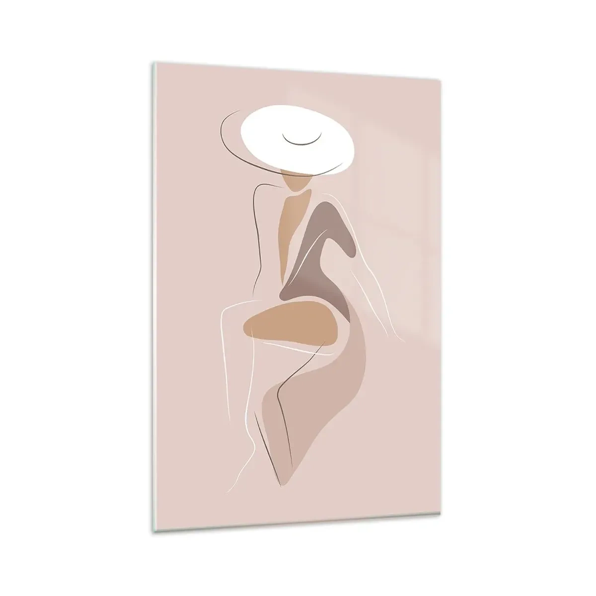 Impression sur verre - Image sur verre - Silhouette minimaliste d'une femme portant un chapeau - 80x120cm - Être une dame - Décoration murale moderne pour le salon et la chambre ARTTOR