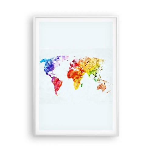 Affiche dans un cadre blanc - Poster - Toutes les couleurs du monde - 70x100 cm