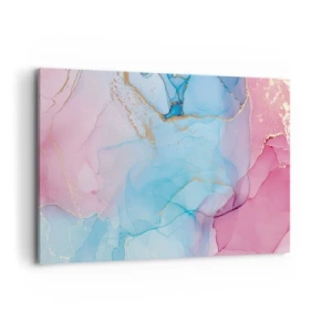 Impression sur toile - Image sur toile - Motifs pastel abstraits avec des accents dorés - 120x80cm - Rencontre et mélange - Décoration murale moderne pour le salon et la chambre ARTTOR