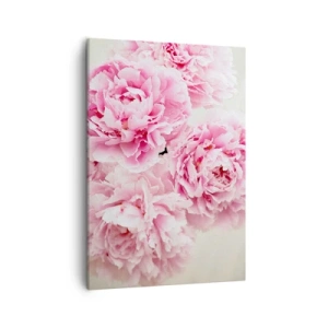 Impression sur toile - Image sur toile - Un bouquet de pivoines roses sur fond clair - 50x70cm - En glamour rose - Décoration murale moderne pour le salon et la chambre ARTTOR