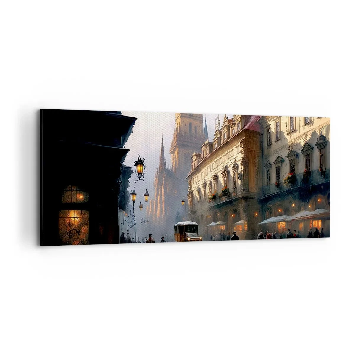 Impression sur toile - Image sur toile - Le charme d'une soirée pragoise - 100x40 cm