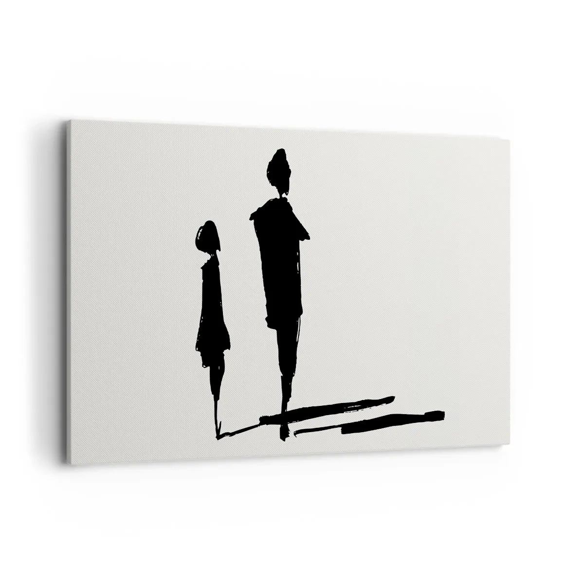 Impression sur toile - Image sur toile - Silhouettes de deux personnes en noir sur fond clair - 120x80cm - Êtes-vous sûr qu'ils sont ensemble ? - Décoration murale moderne pour le salon et la chambre ARTTOR