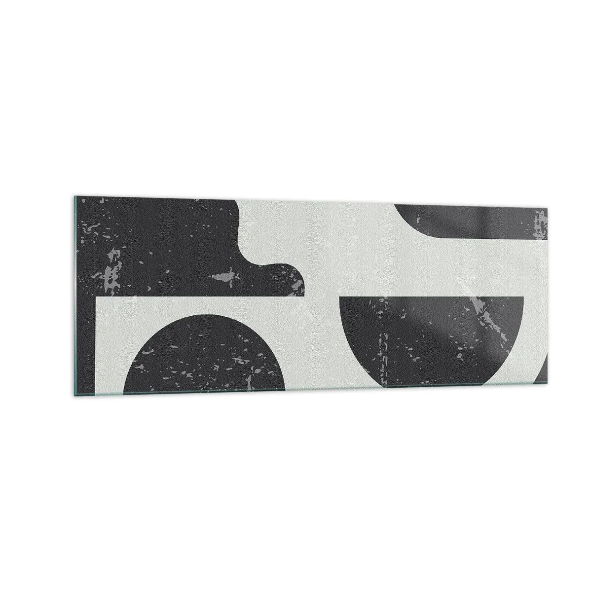 Impression sur verre - Image sur verre - Motifs géométriques dans les tons de noir et de gris - 140x50cm - Composition dessus et dessous - Décoration murale moderne pour le salon et la chambre ARTTOR