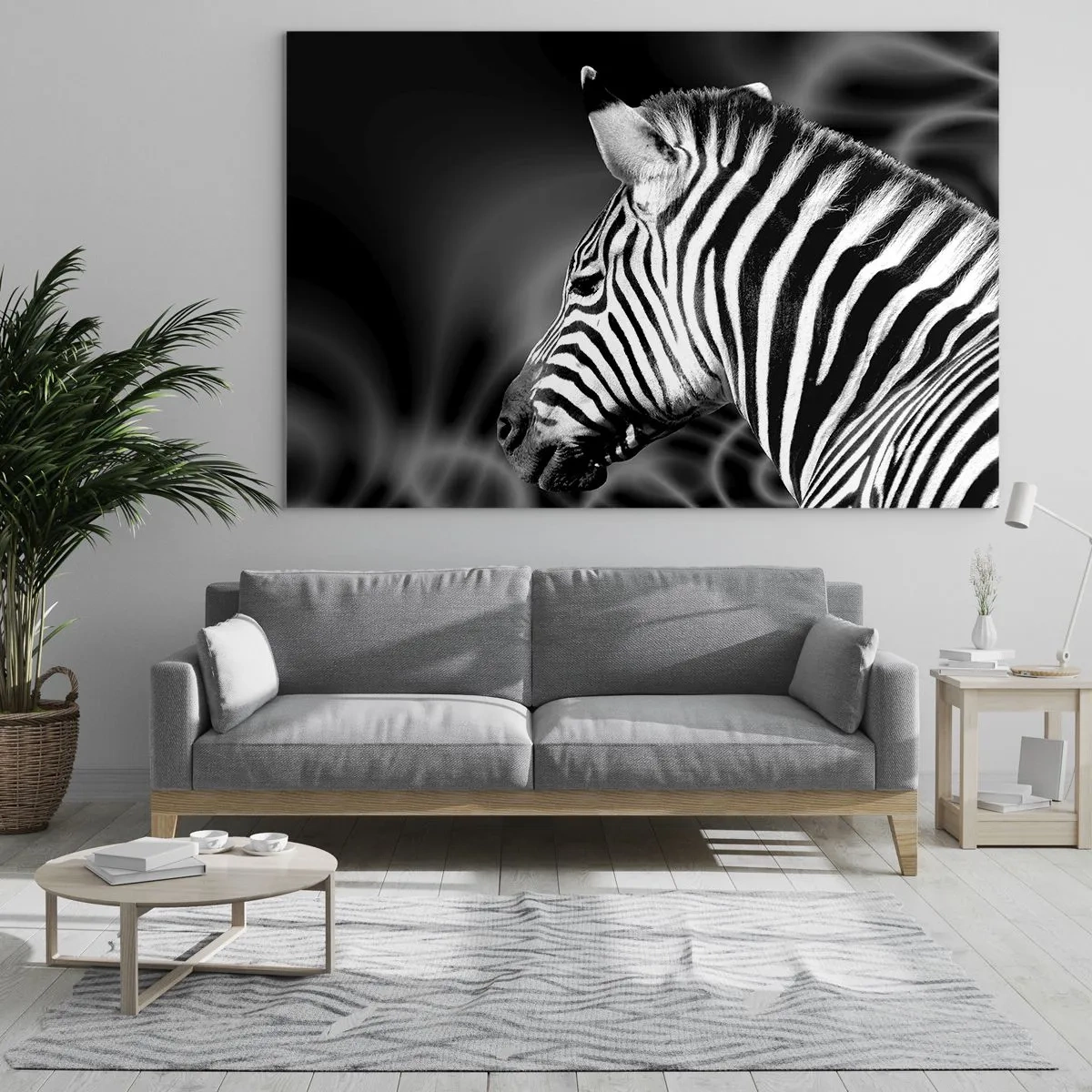 Impression sur verre - Image sur verre - Zèbre en esthétique noir et blanc - 120x80cm - Blanc c'est blanc et noir c'est noir - Décoration murale moderne pour le salon et la chambre ARTTOR