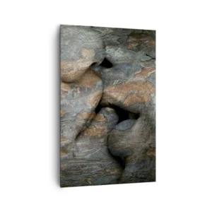 Impression sur toile - Image sur toile - Un motif artistique d'un visage sculpté dans la roche avec un effet de texture naturelle. - 80x120cm - Ensemble pour toujours - Décoration murale moderne pour le salon et la chambre ARTTOR