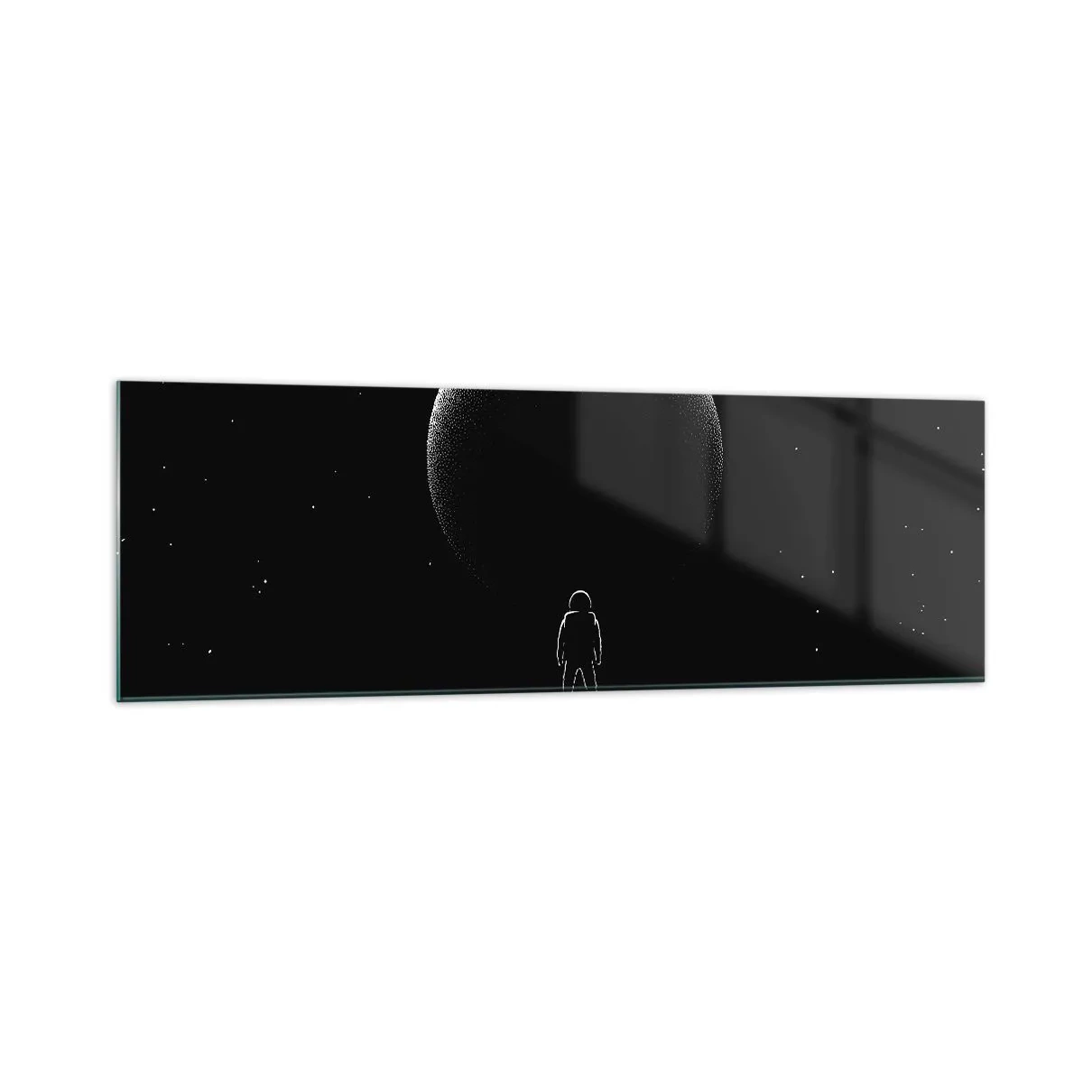 Impression sur verre - Image sur verre - Un astronaute avec en arrière-plan une grande planète dans l'espace - 160x50cm - Face à face - Décoration murale moderne pour le salon et la chambre ARTTOR