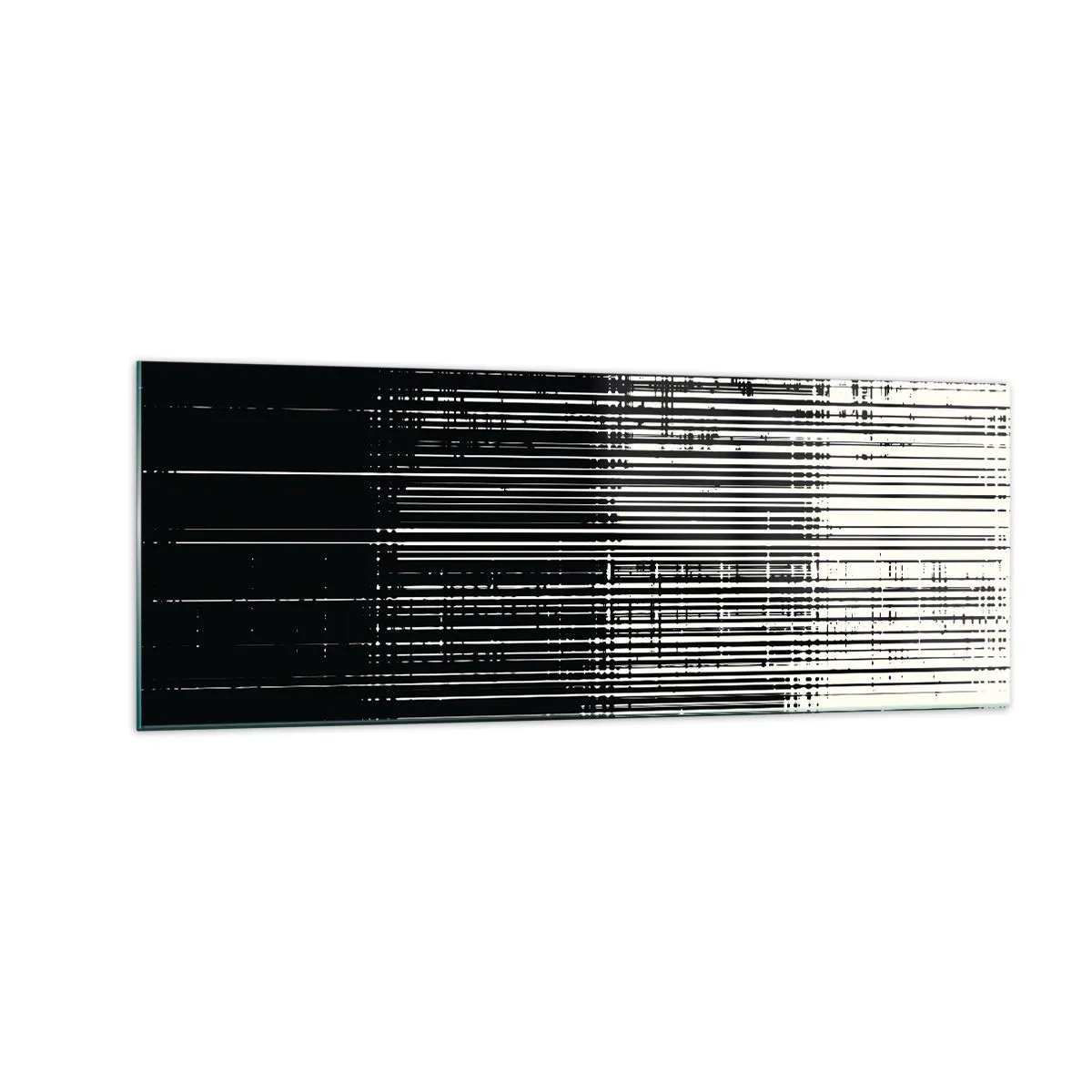 Impression sur verre - Image sur verre - Composition abstraite de lignes en noir et blanc contrastés - 140x50cm - Ondes et vibrations - Décoration murale moderne pour le salon et la chambre ARTTOR