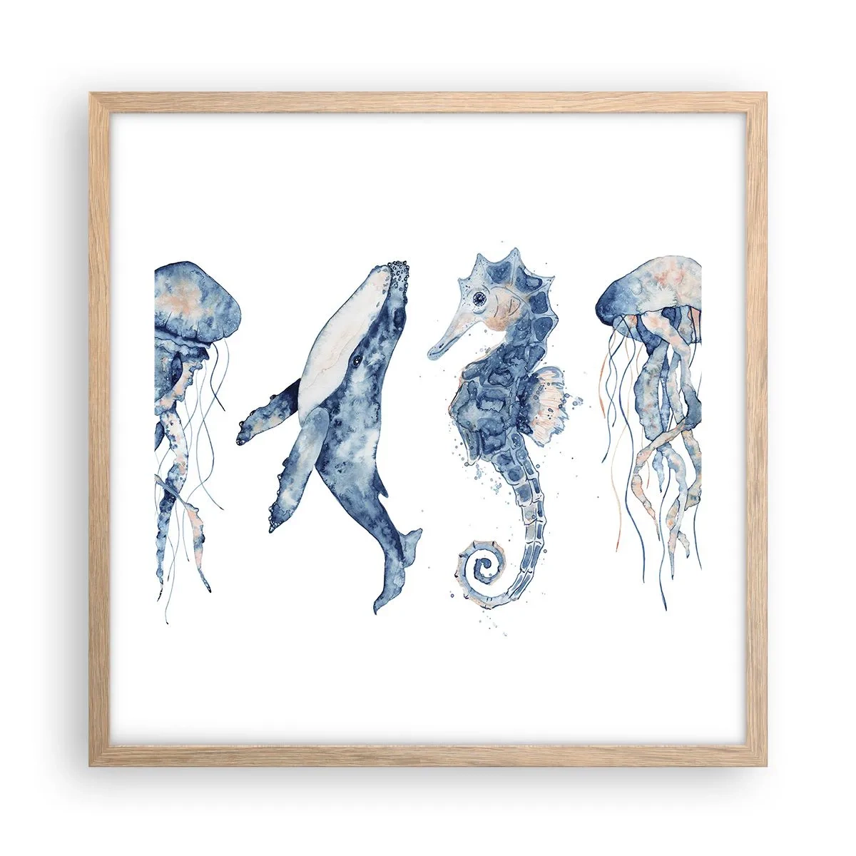 Affiche dans un chêne clair - Poster - Merveilles de la mer - 50x50 cm