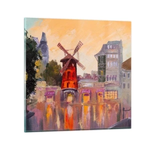 Impression sur verre - Image sur verre - Icones parisiennes – le Moulin rouge - 40x40 cm