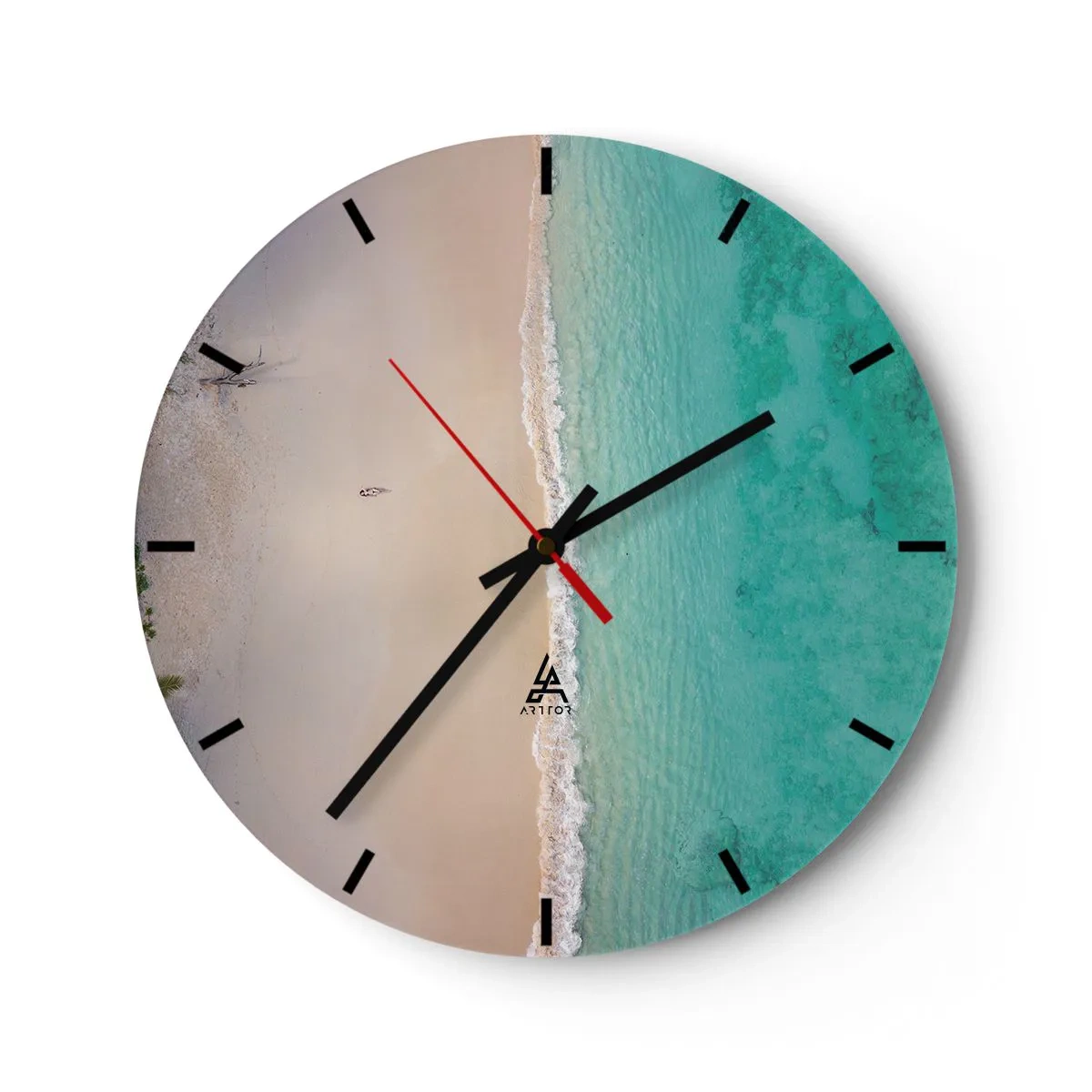 Horloge murale - Pendule murale - Plage paradisiaque - 40x40 cm
