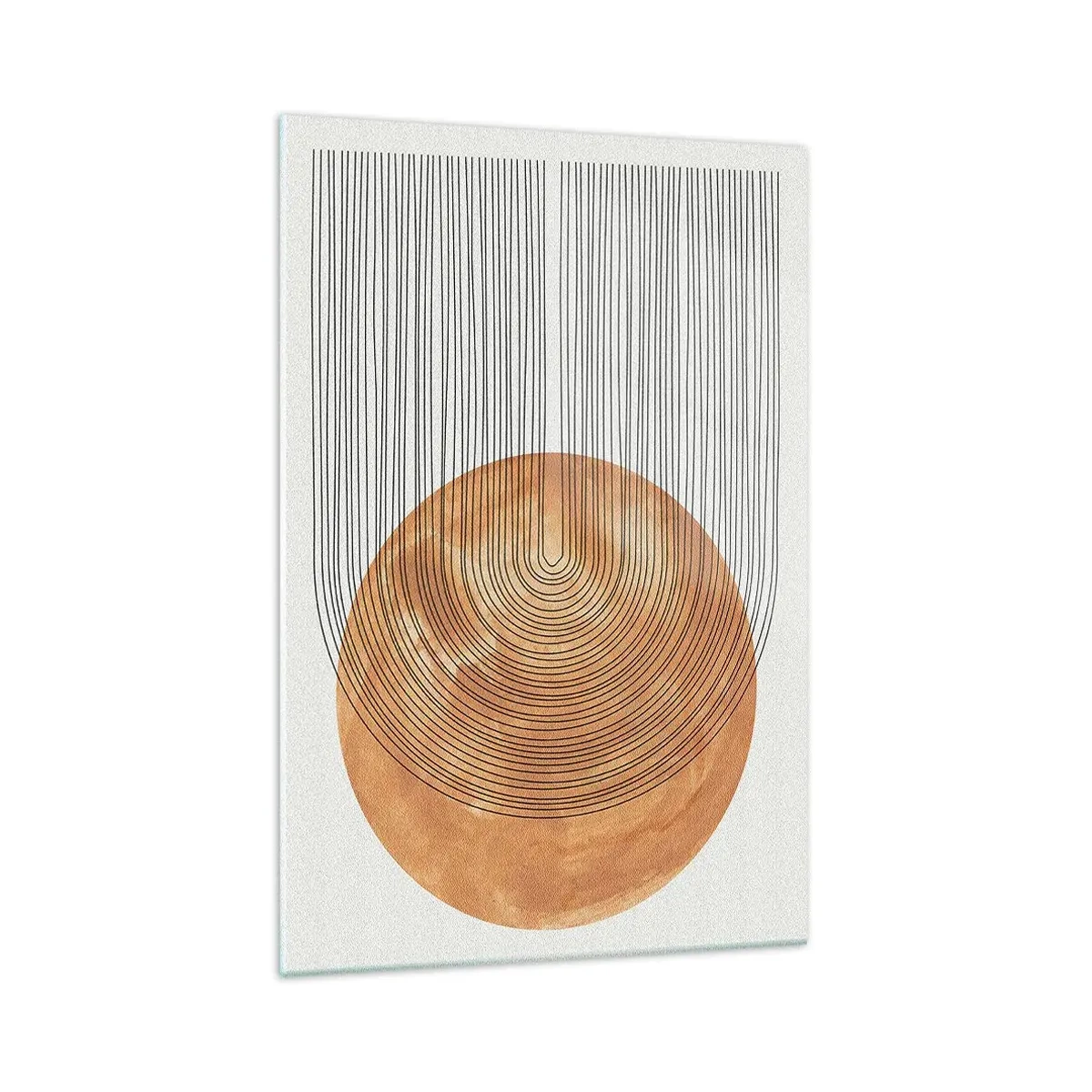 Impression sur verre - Image sur verre - Composition géométrique avec des cercles et des lignes aux couleurs chaudes. - 70x100cm - Composition solaire - Décoration murale moderne pour le salon et la chambre ARTTOR