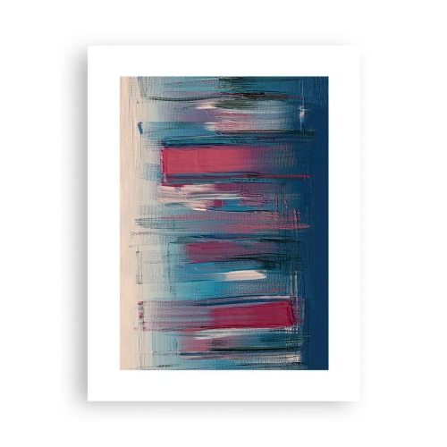 Affiche - Poster - Composition verticale en bleu et rouge - 30x40 cm