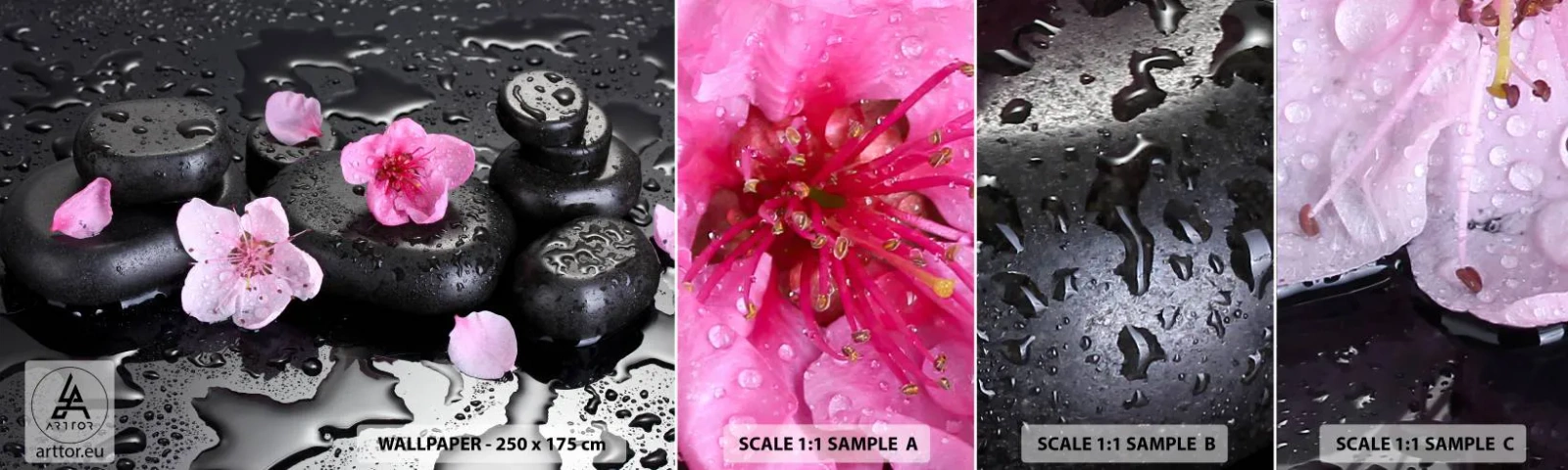 Échantillon de Papier Peint Autocollant Deluxe Sticker - Et le cœur s'allège soudainement - Fleurs, Asie, Spa - 100x30 cm