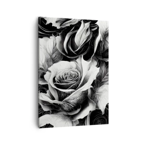 Impression sur toile - Image sur toile - Roses noires et blanches dans une composition élégante - 50x70cm - Toujours une reine - Décoration murale moderne pour le salon et la chambre ARTTOR