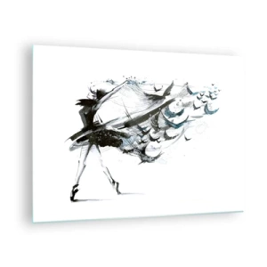 Impression sur verre - Image sur verre - Danseuse en mouvement avec des oiseaux flottants - 70x50cm - La magie de la musique vous libère des envoûtements - Décoration murale moderne pour le salon et la chambre ARTTOR
