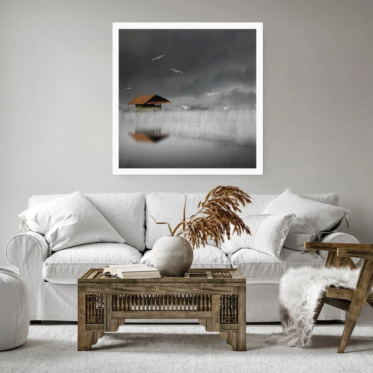 Affiche - Poster - A l'abri de la pluie - 40x40 cm