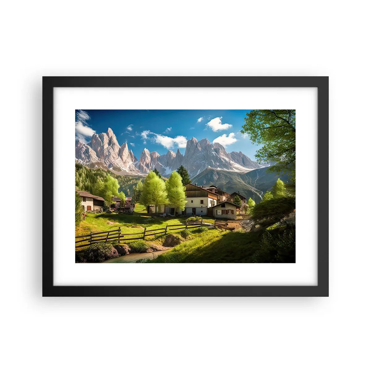 Affiche dans un cadre noir - Poster - Idylle alpine - 40x30 cm