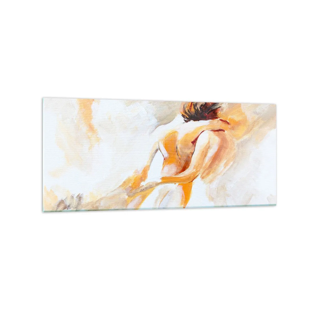 Impression sur verre - Image sur verre - Scène abstraite d'une étreinte romantique - 120x50cm - Proximité dans le ciel - Décoration murale moderne pour le salon et la chambre ARTTOR