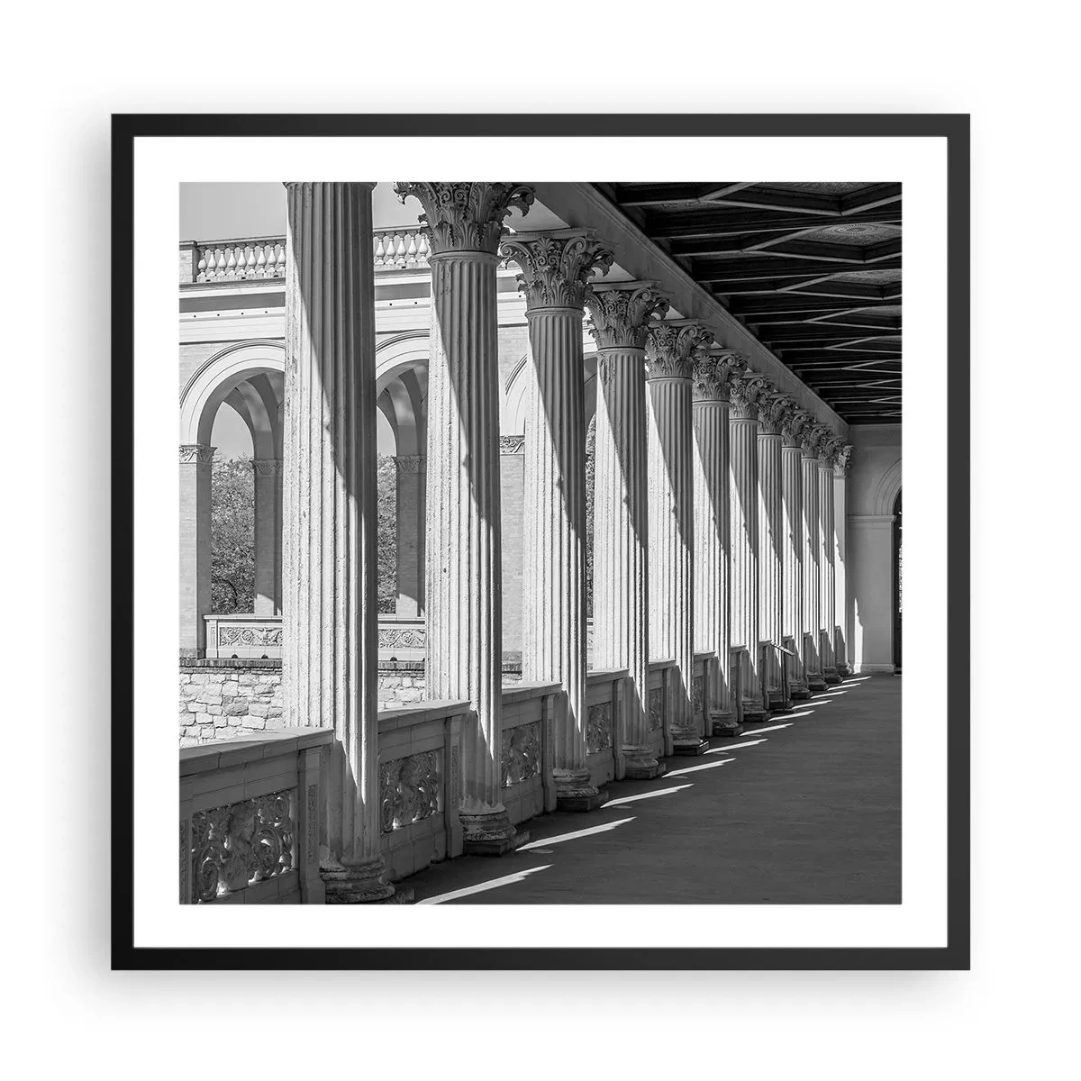 Affiche dans un cadre noir - Poster - Arcade ensoleillée - 60x60 cm