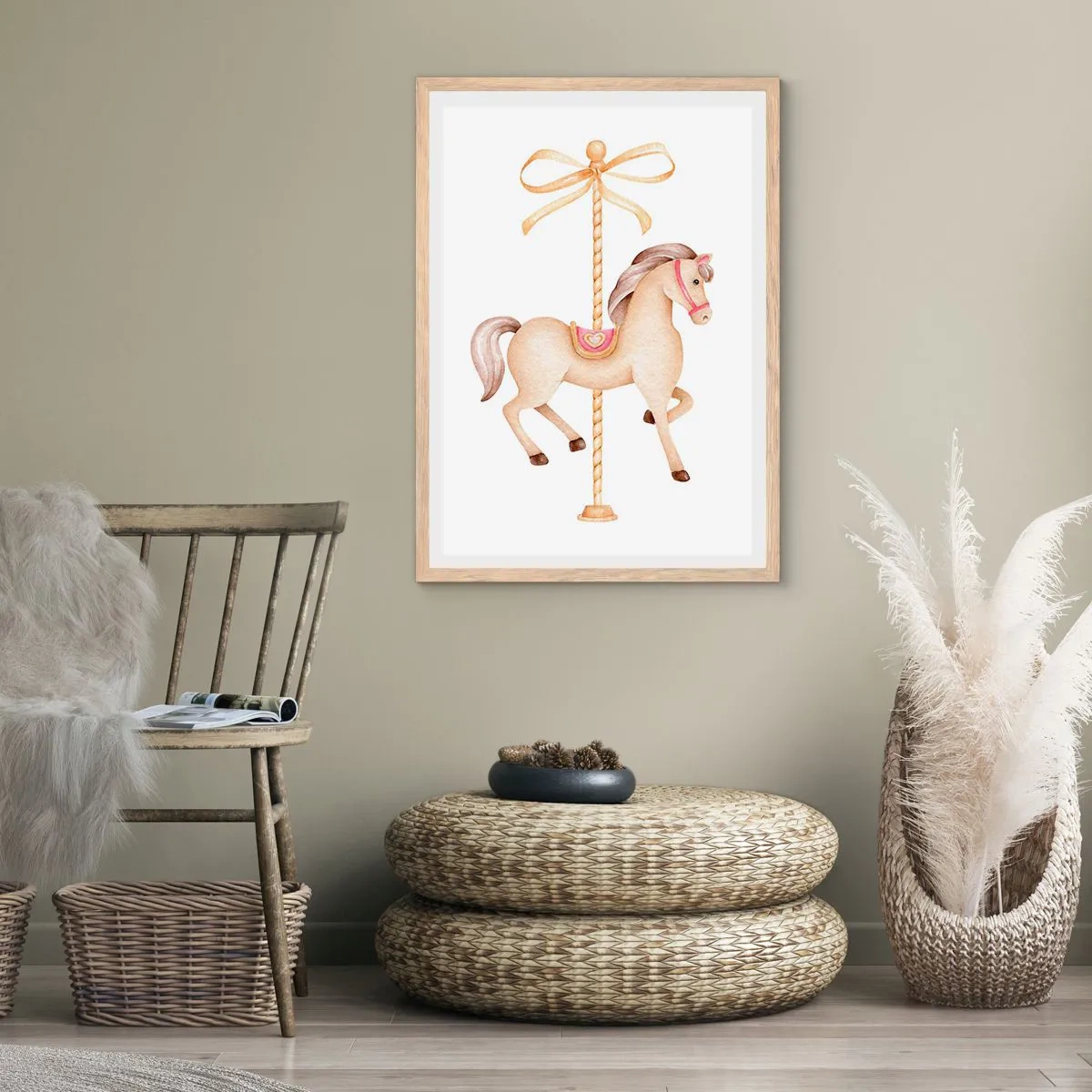 Affiche dans un chêne clair - Poster - Un trot gracieux - 30x40 cm