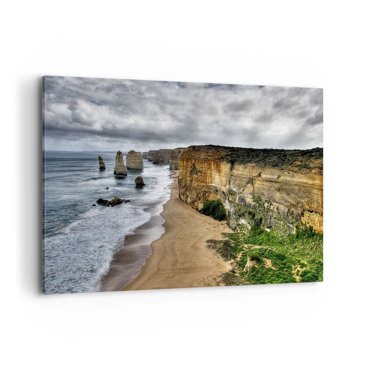 Impression sur toile - Image sur toile - Côte rocheuse avec plage et formations rocheuses - 120x80cm - Beauté brute - Décoration murale moderne pour le salon et la chambre ARTTOR