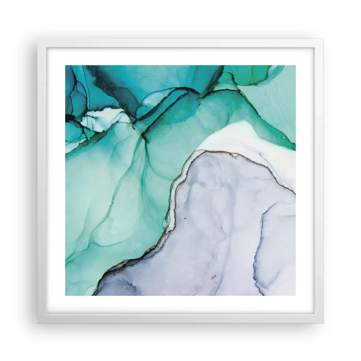 Affiche dans un cadre blanc - Poster - Étude de turquoise - 50x50 cm