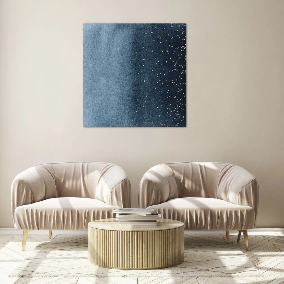 Impression sur verre - Image sur verre - Composition - phases bleues - 70x70 cm