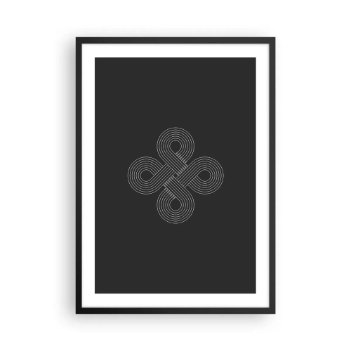 Affiche dans un cadre noir - Poster - Symbole géométrique sur fond noir - 50x70cm - Dans l'âme celtique - Décoration murale moderne pour le salon et la chambre ARTTOR