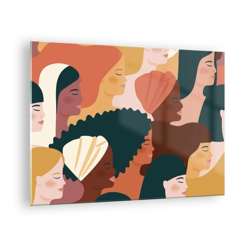 Impression sur verre - Image sur verre - Illustration élégante de diverses silhouettes féminines - 70x50cm - Uniquement la féminité - Décoration murale moderne pour le salon et la chambre ARTTOR