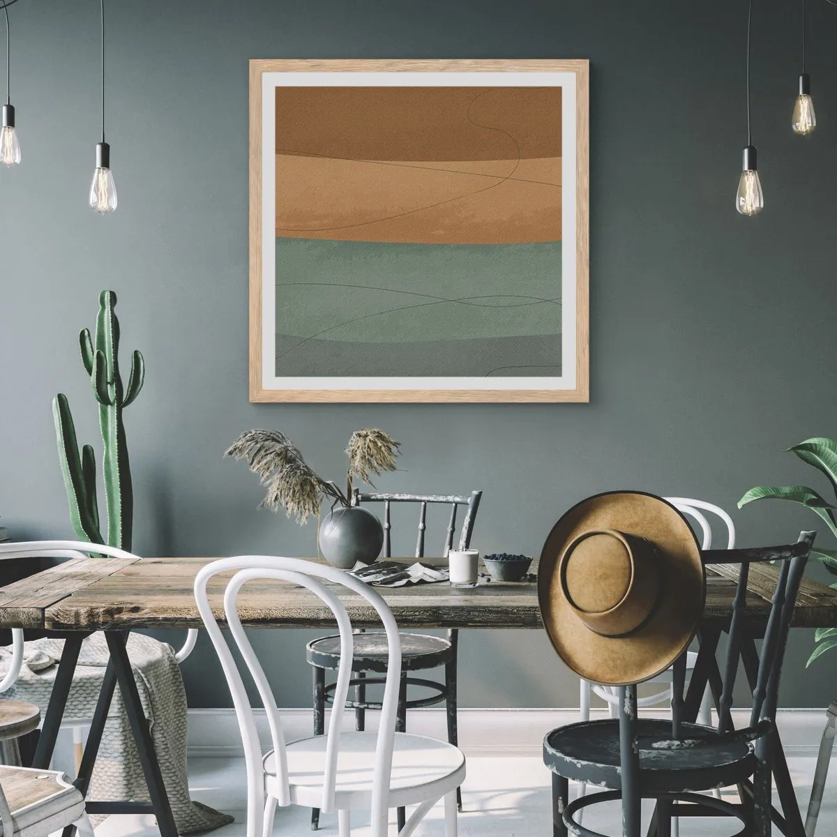 Affiche dans un chêne clair - Poster - Composition horizontale - 50x50 cm