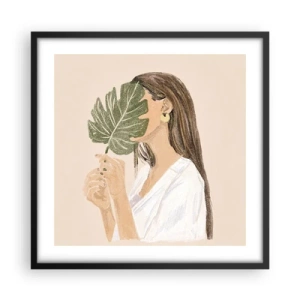 Affiche dans un cadre noir - Poster - Portrait mystérieux avec un éventail - 50x50 cm