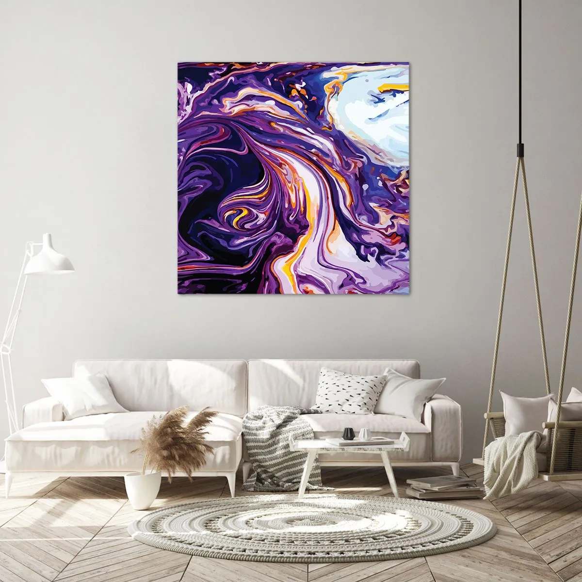 Impression sur toile - Image sur toile - La courbure de l'espace en violet - 70x70 cm