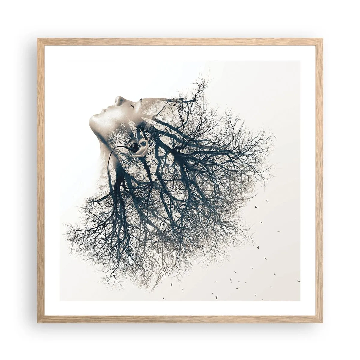 Affiche dans un chêne clair - Poster - Écouter le murmure des arbres - 60x60 cm