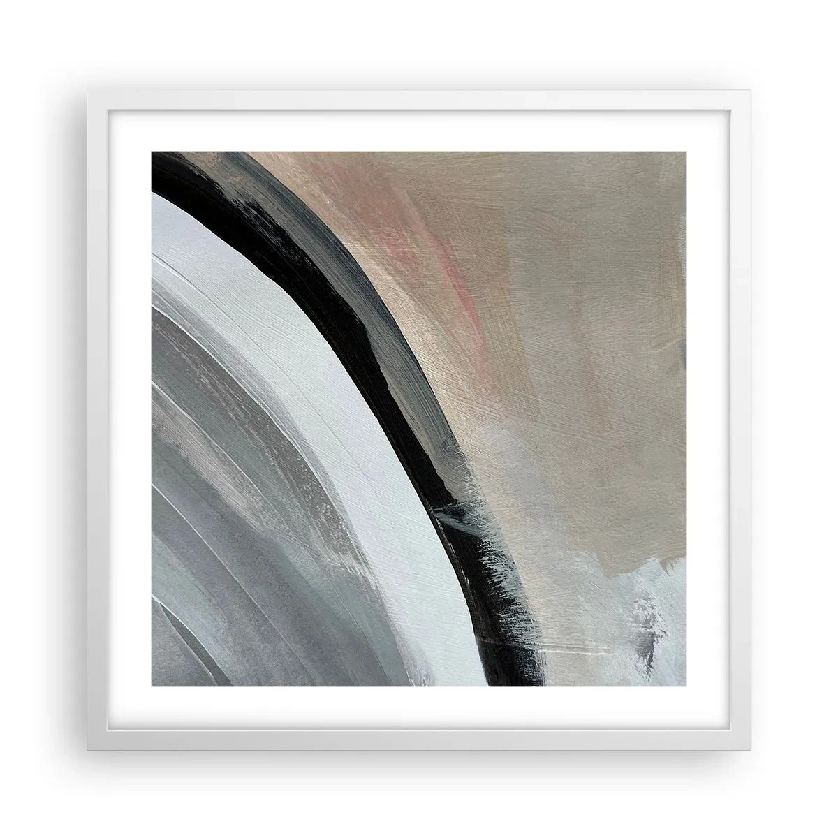 Affiche dans un cadre blanc - Poster - Composition : arc de noir et gris - 50x50 cm